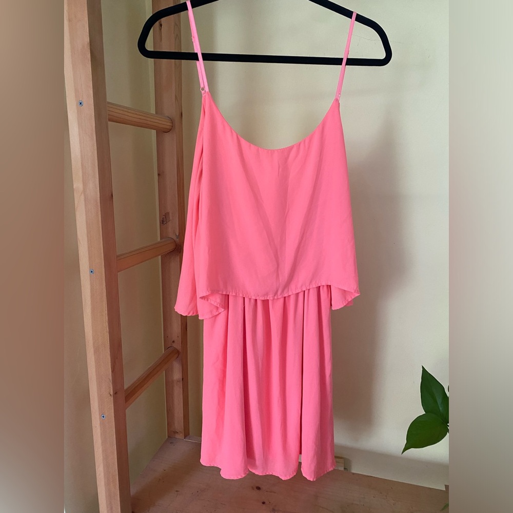Sage brand neon pink layered dress size large
